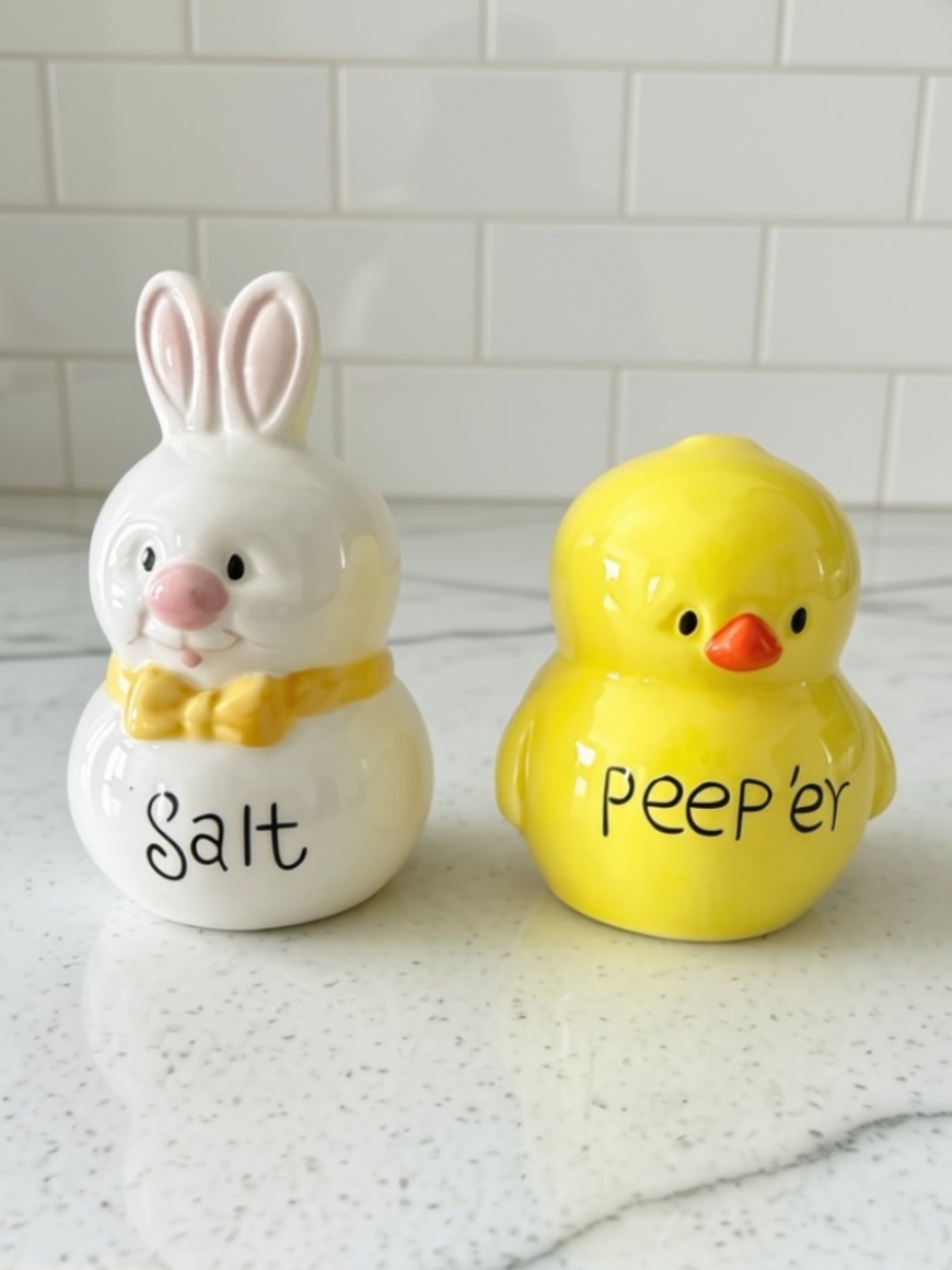 Ceramic Easter Bunny & Chick Salt & Pepper Shaker Set